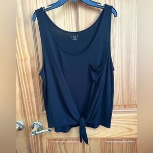 LOFT Black Sleeveless Tie-Front Top